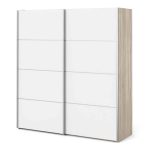 Furniture To Go Verona Sliding Wardrobe 180cm Oak White 5 Shelves