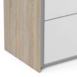 Furniture To Go Verona Sliding Wardrobe 180cm Oak White 5 Shelves