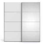 Furniture To Go Verona Sliding Wardrobe 180cm Oak White Mirrored 5 Shelves