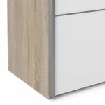 Furniture To Go Verona Sliding Wardrobe 180cm Oak White Mirrored 5 Shelves