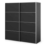 Furniture To Go Verona Sliding Wardrobe 180cm Matt Black 5 Shelves