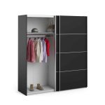 Furniture To Go Verona Sliding Wardrobe 180cm Matt Black 5 Shelves