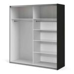 Furniture To Go Verona Sliding Wardrobe 180cm Matt Black 5 Shelves