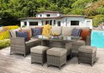 Signature Weave Edwina Natural Corner Sofa Garden Dining Set