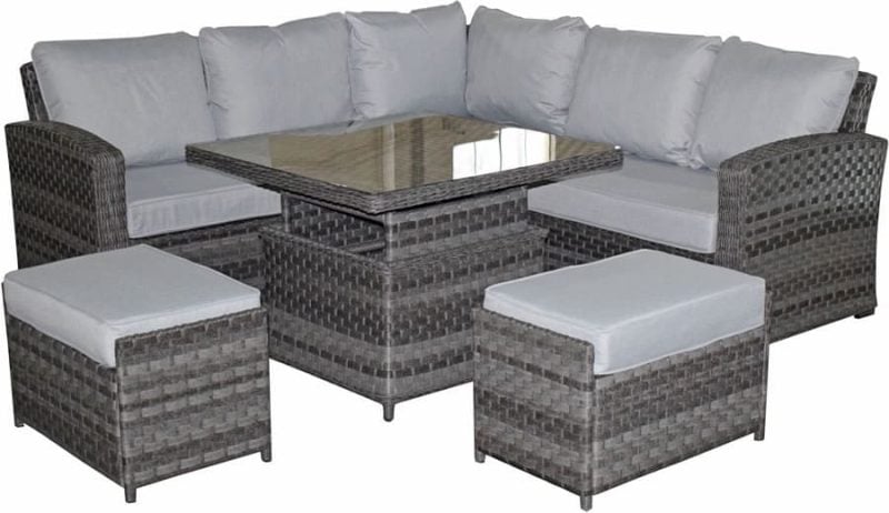 Signature Weave Grace Corner Sofa Grey Weave Garden Dining Set