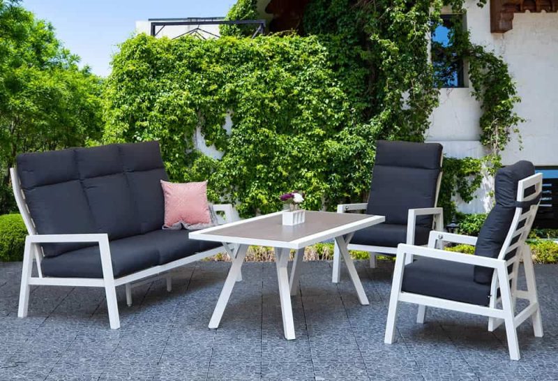 Signature Weave Kimmie White High Back Aluminium Garden Sofa Set